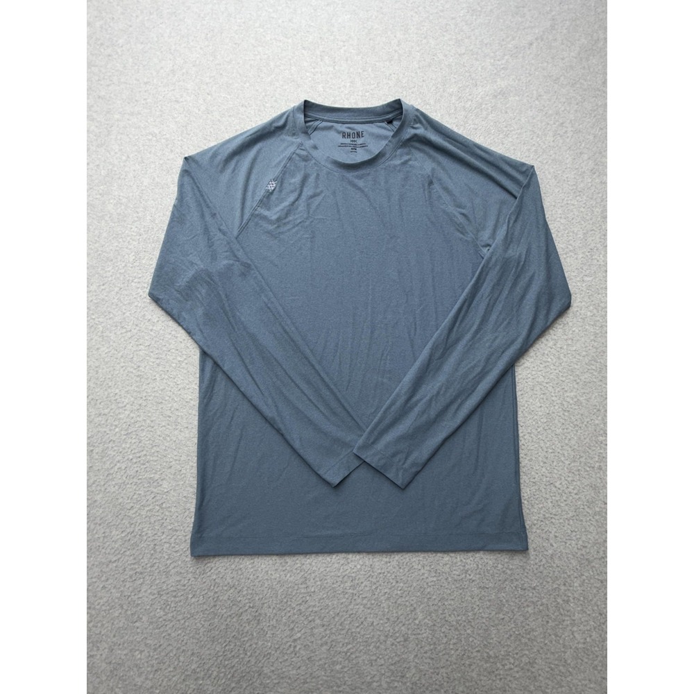 Rhone Shirt Mens Medium Blue Long Sleeve Performance Crew Raglan Athletic Gym